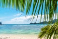 Palm trees and turquoise water in Baie Lazare beach Royalty Free Stock Photo