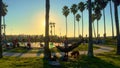 Palm trees at Venice Beach at sunset - LOS ANGELES, UNITED STATES - NOVEMBER 5, 2023 Royalty Free Stock Photo