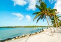 Palm trees, white sand and turquoise water in Florida Keys Royalty Free Stock Photo