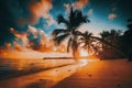 Palm and tropical beach in Punta Cana, Dominican Republic