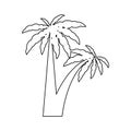 palm tropical tree set icons black silhouette illustration isolated on white Royalty Free Stock Photo