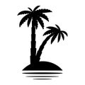 palm tropical tree set icons black silhouette illustration isolated on white Royalty Free Stock Photo