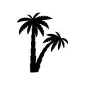 palm tropical tree set icons black silhouette illustration isolated on white Royalty Free Stock Photo