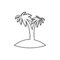 palm tropical tree set icons black silhouette illustration isolated on white Royalty Free Stock Photo