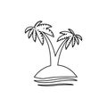 palm tropical tree set icons black silhouette illustration isolated on white Royalty Free Stock Photo