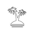 palm tropical tree set icons black silhouette illustration isolated on white Royalty Free Stock Photo