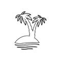 palm tropical tree set icons black silhouette illustration isolated on white Royalty Free Stock Photo
