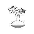 palm tropical tree set icons black silhouette illustration isolated on white Royalty Free Stock Photo