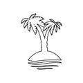 palm tropical tree set icons black silhouette illustration isolated on white Royalty Free Stock Photo