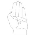 Palm. Vector illustration-a woman`s hand holding pills prescribed by a doctor. In the palm of your hand, a dose of the drug to tre