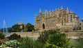 Palma Cathedral with fountain, Majorca Royalty Free Stock Photo