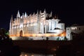 Palma Cathedral at night in Majorca Royalty Free Stock Photo