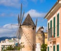 Palma de Majorca windmills wind mill in Mallorca Royalty Free Stock Photo