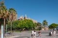 Parc de la Mar. In the background Palma Cathedral Royalty Free Stock Photo