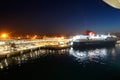 Palma de Mallorca commercial and passengers docks at port during night Royalty Free Stock Photo