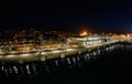 Palma de Mallorca commercial and passengers docks at port during night wide Royalty Free Stock Photo