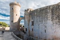 The Bellver castle outside defending walls and tower in Mallorca, Spain