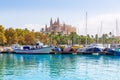 Palma de Mallorca port marina Majorca Cathedral Royalty Free Stock Photo