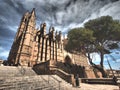 Palma de Mallorca port marina in Majorca with Cathedral church Balearic Islands Royalty Free Stock Photo