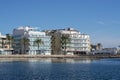 Winter calm blue water in front of BQ Aquamarina Hotel