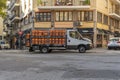 Delivery truck of butane gas cylinders of the company Repsol Royalty Free Stock Photo