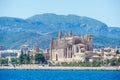 Palma de Mallorca, Spain. La Seu, view form the sea. Famous medieval gothic catholic cathedral in the capital of the island