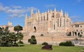 Palma de Mallorca, Spain - 7 Nov 2022: Exterior of Palma Cathedral, or Seo, from the sea front promenade Royalty Free Stock Photo