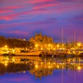 Palma de Mallorca sunrise with Cathedral and port Royalty Free Stock Photo