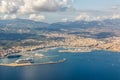 Palma de Mallorca town with Mediterranean Sea travel traveling holidays vacation aerial view in Spain Royalty Free Stock Photo