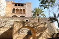 Palma Mallorca Almudaina kings palace side entrance garden stone arch Royalty Free Stock Photo