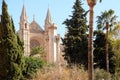 Palma Mallorca cathedral Santa Maria La Seu front view rose window horizontal landscape Royalty Free Stock Photo