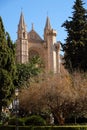 Palma Mallorca cathedral Santa Maria La Seu front view rose window vertical Royalty Free Stock Photo