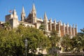 Palma Mallorca cathedral Santa Maria La Seu side view sunny Royalty Free Stock Photo