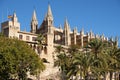 Palma Mallorca cathedral Santa Maria La Seu sunny side view Royalty Free Stock Photo