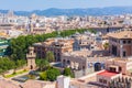 View over the rooftops of Palma and Tramuntana mountains from the terrace of the Cathedral of Santa Maria of Palma, also known a Royalty Free Stock Photo