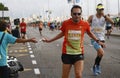 Palma Marathon runners at water provisioning area