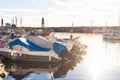 Boats in Portixol marina during the sunset Royalty Free Stock Photo