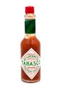 Bottle of Tabasco hot pepper sauce isolated on white background Royalty Free Stock Photo