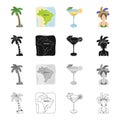 Palma, the territory of Brazil, a drink, a cocktail, a woman in a carnival costume. Brazil set collection icons in