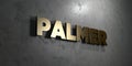 Palmer - Gold sign mounted on glossy marble wall - 3D rendered royalty free stock illustration