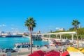 Palmeral de Las Sorpresa promenade in seaport. Malaga, Andalusia Royalty Free Stock Photo