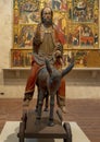`Palmesel`, a limewood with paint 15th century German statue, on display in the Cloisters in New York City. Royalty Free Stock Photo