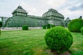 Palmhouse in the Garden of Schonbrunn palace in the city of Vienna, in Austria
