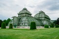 Palmhouse in the Garden of Schonbrunn palace in the city of Vienna, in Austria