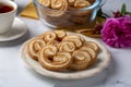 Palmiers or elephant ears, puff pastry cookies Royalty Free Stock Photo