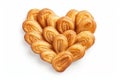 Palmiers Pastry, Palm Heart, Sweet Braided Elephant Ear Isolated, French Puff Pastry, Pate Feuilletee