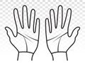 Palmist / palmistry with two human hands line art icon fo apps or websites