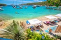 Palmizana turquoise beach on Pakleni Otoci islands yachting destination view Royalty Free Stock Photo