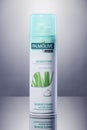 Palmolive shave foam isolated on gradient background.