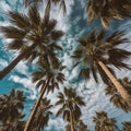 Palms Against Sky - Low Angle View. Generative AI Royalty Free Stock Photo